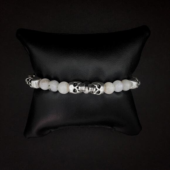 đź’€ Silver Skull Labradorite and Hematite Bracelet - Picture 5 of 5